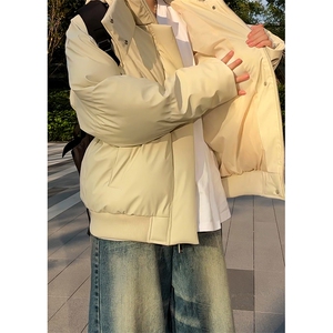 现货5W件冬季三防重磅boxy短款羽绒连帽PU皮棉衣外套防风加厚棉服图片
