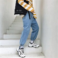 2021春夏港风男生宽松牛仔裤潮九分裤束脚宽松休闲潮裤K57P30，男装牛仔裤，星座410-6（原星座1304-1）
