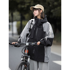 街头潮酷拼色连帽卫衣宽松复古风日系百搭上衣外套HY397P95控138，女装短外套，电商A102B