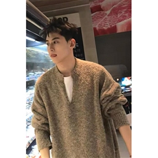 慵懒风V领针织衫男装秋冬季美式复古毛衣宽松休闲外套M5695，男装针织衫/毛衣，星座1116A（原606A-3）