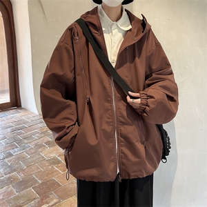 美式复古休闲夹克男生秋季户外运动机能风连帽外套cleanfit上衣服图片
