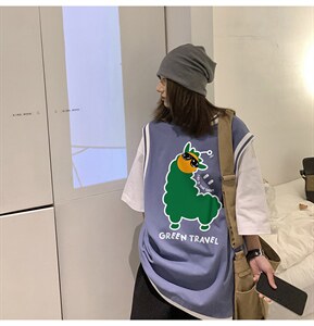 中性2022夏季新款设计感动物图案小领口条纹T恤T615P40控58