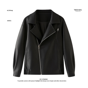 平铺~春季软皮斜拉链翻领设计机车服夹克外套 K8810/P118图片