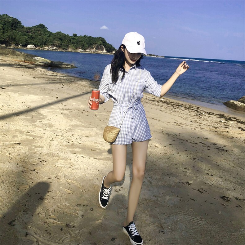 大货已出简约百搭格子连体裤浙宝262A,女装连体裤,Yologo