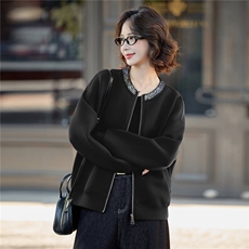 休闲外套女2025年秋季新款时尚气质圆领亮片短款上衣，女装短外套，沁沁公主