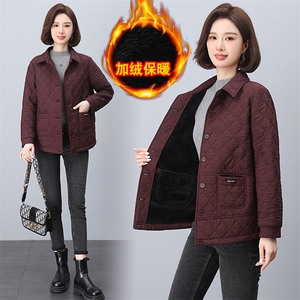 2024年秋冬季新款翻领加绒棉衣棉服女休闲百搭韩版保暖加绒外套图片
