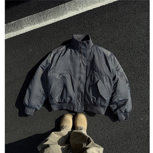 新品 美式高街宽松短款飞行棉服夹克加棉外套男H1036 特P105图片