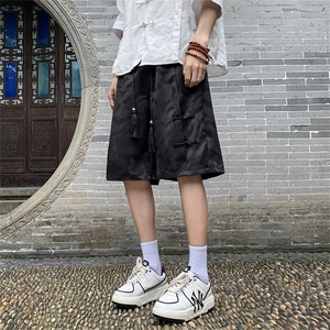 新中式刺绣短裤男夏季宽松西裤潮牌风五分裤子D02232-P40图片