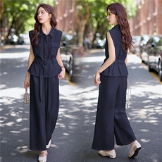 时尚套装女2025夏新款高级感气质轻熟风洋气马甲休闲阔腿裤两件套，女装套装/套裙，难舍钰依