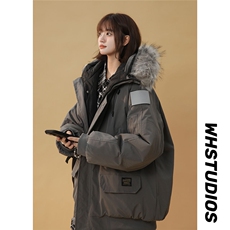 中性风连帽可脱卸毛领工装棉衣男大码潮流棉衣男MY77917P138控198，女装棉衣/棉服，星座226-1