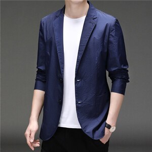 2023春夏新款男装中年男士商务休闲西服外套薄款防晒服便西免烫,男装西服,电商B212（原钱塘6029）