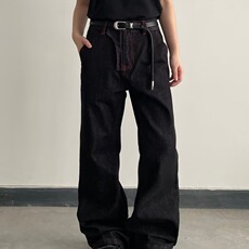 美式复古黑色阔腿牛仔裤男cleanfit高街痞帅微喇裤子网S6068-P45，男装牛仔裤，星座1001-1