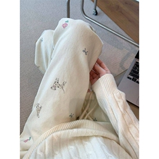AK2384-p50美式小狗2026春季新款蕾丝拼接垂感显瘦直筒休闲裤子，女装休闲裤，星座617A-2