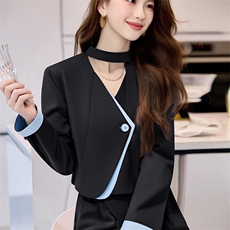 蓝色西装西裤两件套女春秋季2025超火独特漂亮高级感韩系休闲套装，女装套装/套裙，卡杰菲