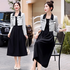 夏女装官方官网小香风连衣裙女2023春秋新款小个子感法式西装，女装套装/套裙，丽美静依