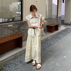 小个子穿搭一整套2025新款夏季时尚polo领衬衫显瘦半身裙两件套装，女装半身裙，2C285