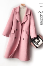 秋冬新款羊毛双面呢大衣女中长西装领过膝显瘦羊毛大衣，女装双面呢大衣，佳恩服饰