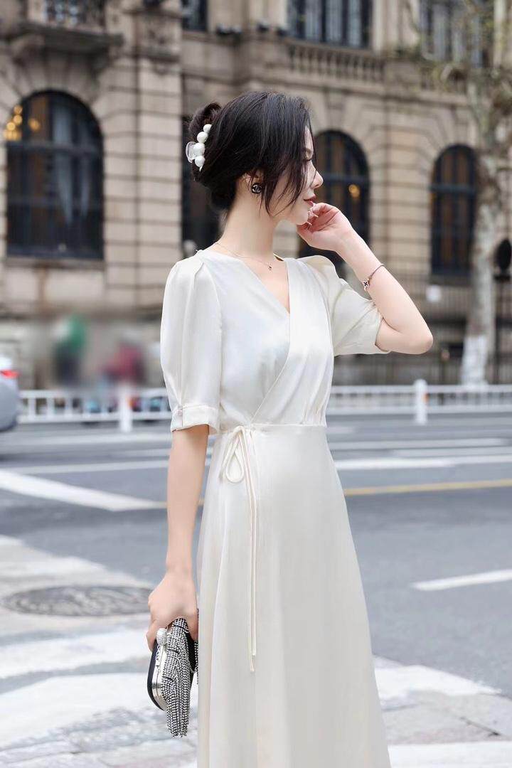 现醋酸缎连衣裙，女装连衣裙，伊丽叶