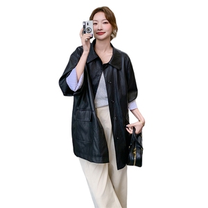 高级小众复古美式黑色皮衣外套女春秋2025年超火好看酷飒夹克上衣图片