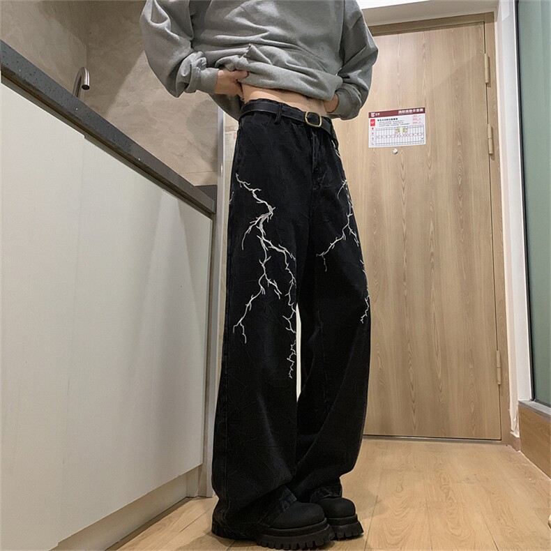 XZ-221-1/K6200/P55控78高品质复古刺绣电纹宽松百搭直筒牛仔裤,男装牛仔裤,星座221-1