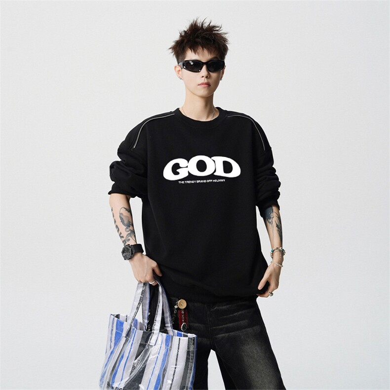 得物供货、重磅420克现货圆领卫衣宽松HD019-1-WY2708LL-P35,男装卫衣,电商019-1
