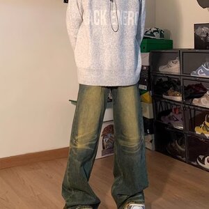 AA1873 P50秋冬美式提花字母圆领男女毛衣宽松套头针织衫图片