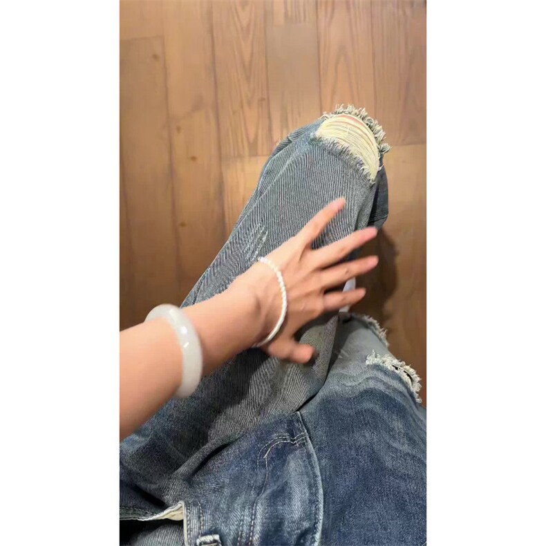 【深度库存可供得物可二改】美式高街夏季破洞牛仔裤B381/SS501,男装牛仔裤,电商B381（原B382）