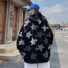 WY03-P36美式hiphop潮牌星星满印开衫卫衣，男装卫衣，星座1501-1