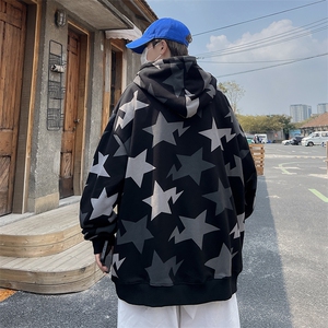 WY03-P36美式hiphop潮牌星星满印开衫卫衣图片
