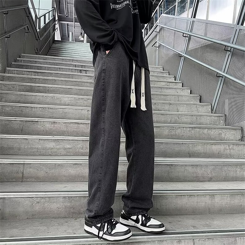牛仔裤男秋季潮大码休闲裤子高街F57P40图片
