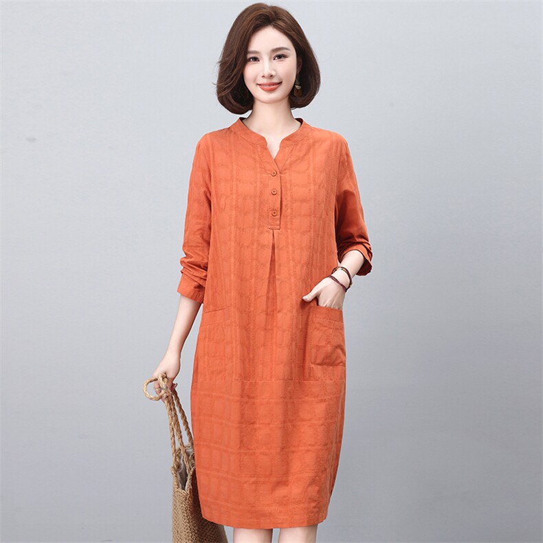 连衣裙2026新款女春秋中长款显瘦中年妈妈时尚洋气提花裙子潮,女装连衣裙,独衣靓