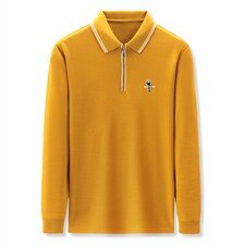 春秋男士时尚长袖POLO衫休闲百搭舒适柔软棉打底衫纯色上衣男装，男装T恤，钱塘6003（原4033）