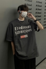港风字母印花设计T恤男潮大码短袖T恤男DT77774P18块特价控38，男装T恤，星座227-7