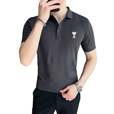 2024夏季新款英伦风高品质修身刺绣POLO衫冰丝短袖T恤男D251-p48，男装T恤，电商D303