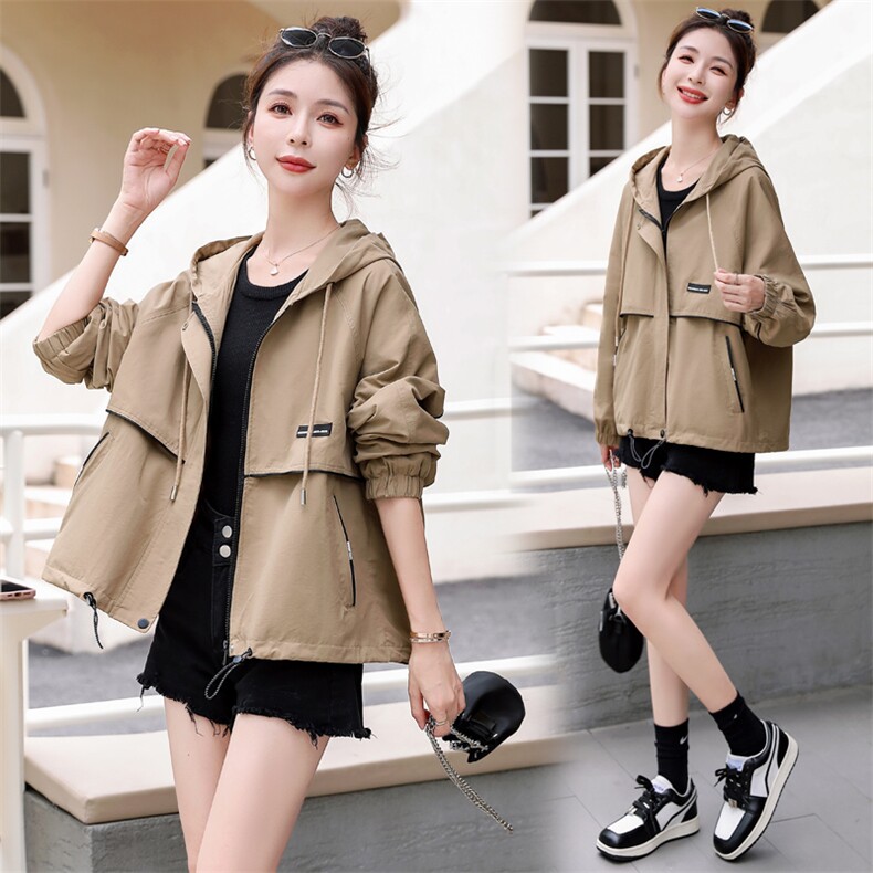 2023年秋季新款女装韩版休闲短款风衣外套，女装风衣，靓星雨