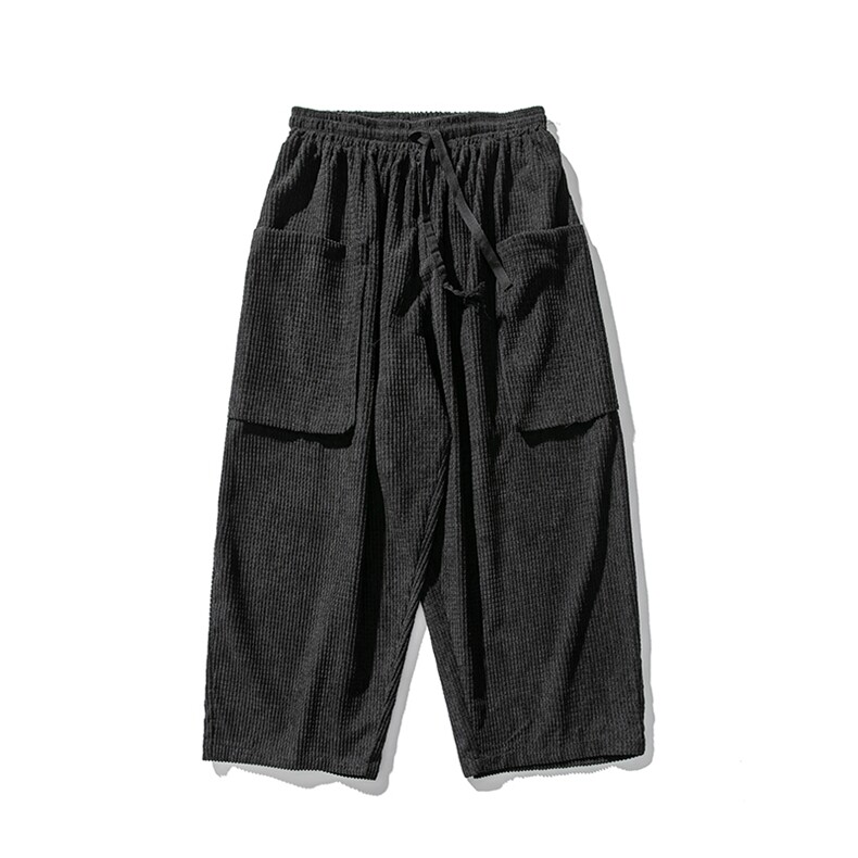 秋冬日系大码港风复古灯芯绒直筒阔腿裤大口袋风潮K125/P65,男装休闲裤,电商A221A