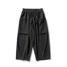 秋冬日系大码港风复古灯芯绒直筒阔腿裤大口袋风潮K125/P65，男装休闲裤，电商A221A