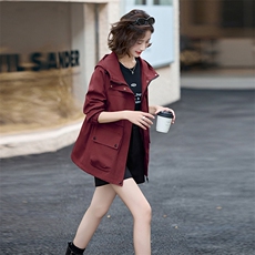 休闲风衣外套女2024秋季新款洋气百搭连帽小个子中长款春秋款夹克，女装短外套，涵亦佰惠