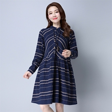 时尚显瘦气质优雅简约大摆裙潮流条纹2021年春季连衣裙，女装连衣裙，小林双子