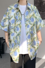 冰丝夏威夷碎花衬衫男大码沙滩花衬衣HC001-P45，男装衬衫，电商A040