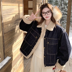 冬装新款牛仔皮毛加厚款2C092-8812-P218-K318，女装短外套，2C092
