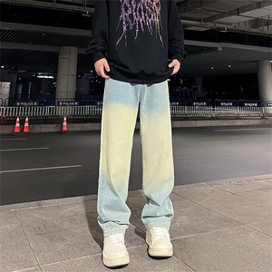 美式高街vibe风直筒长裤欧美痞帅男hiphop复古水洗牛仔裤图片