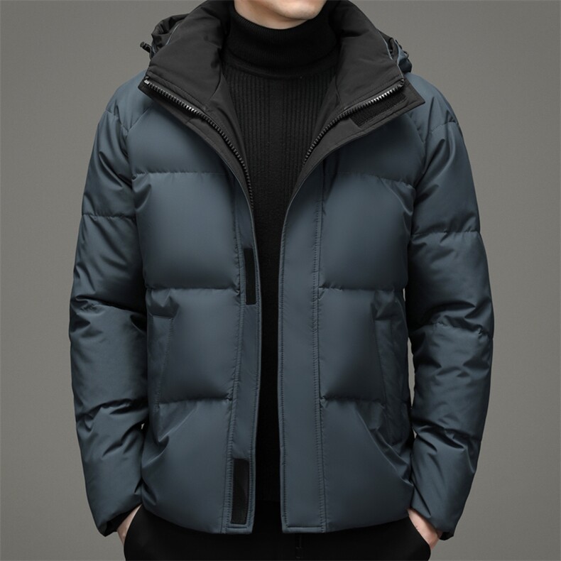 2023冬季新款羽绒服男可脱卸帽纯色休闲90白鸭绒外套HB9902-P260图片