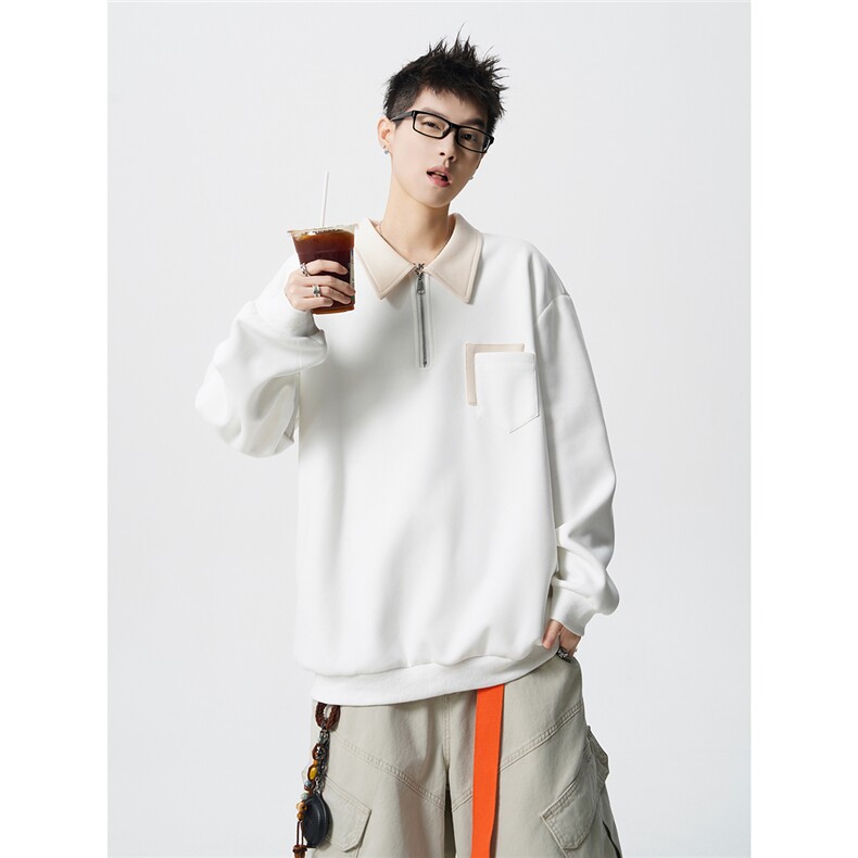 HW2510-特P45控78面布:54.2棉45.8聚酯polo领情侣卫衣宽松外套男,女装短外套,电商B370
