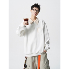 HW2510-特P45控78面布:54.2棉45.8聚酯polo领情侣卫衣宽松外套男，女装短外套，电商B370