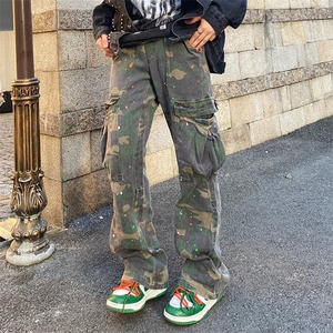 彩色裤男韩版潮大口袋高街帅2024春秋新款ins宽松休闲裤K2122-P58图片