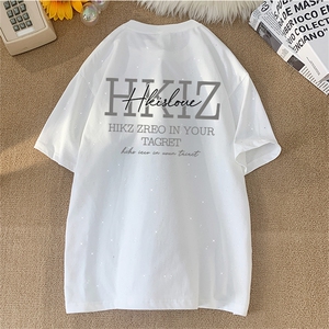 抖音得物供货 现货美式潮美式满天星 亮片潮牌宽松印花T恤AMTX02图片