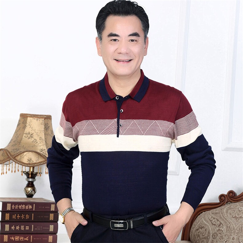 翻领卫衣男2023秋季新款中老年长袖t恤宽松潮流爸爸秋装休闲上衣,男装卫衣,电商B212（原钱塘6029）