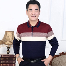 翻领卫衣男2023秋季新款中老年长袖t恤宽松潮流爸爸秋装休闲上衣，男装卫衣，电商B212（原钱塘6029）