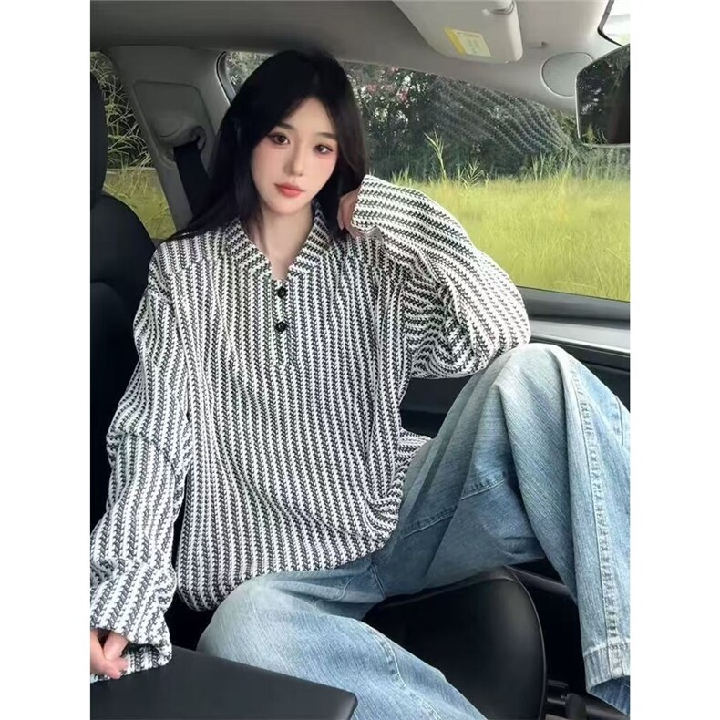 现货 秋季鱼骨纹长袖T恤T07特P25图片